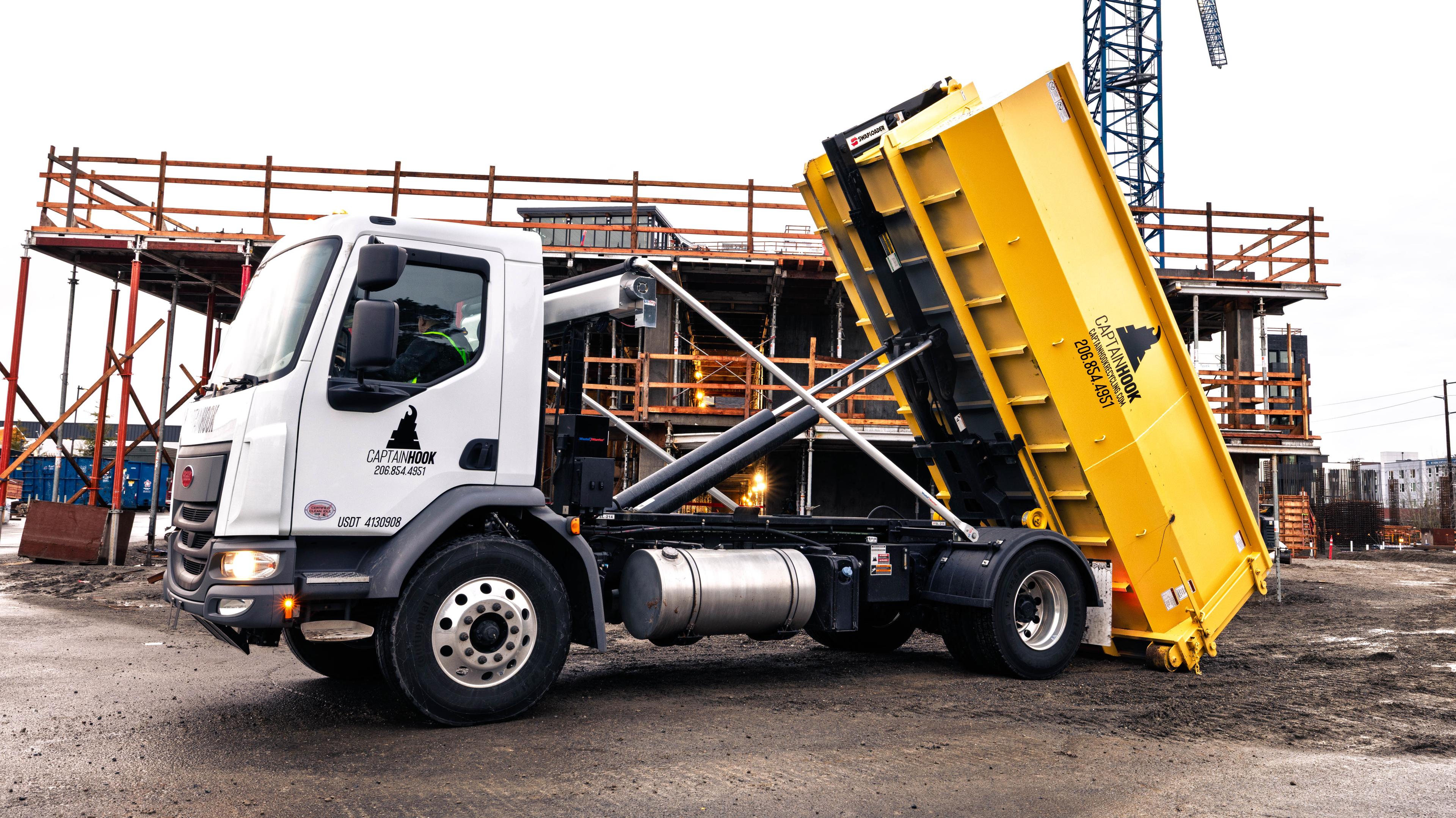 Container parked at a job site
